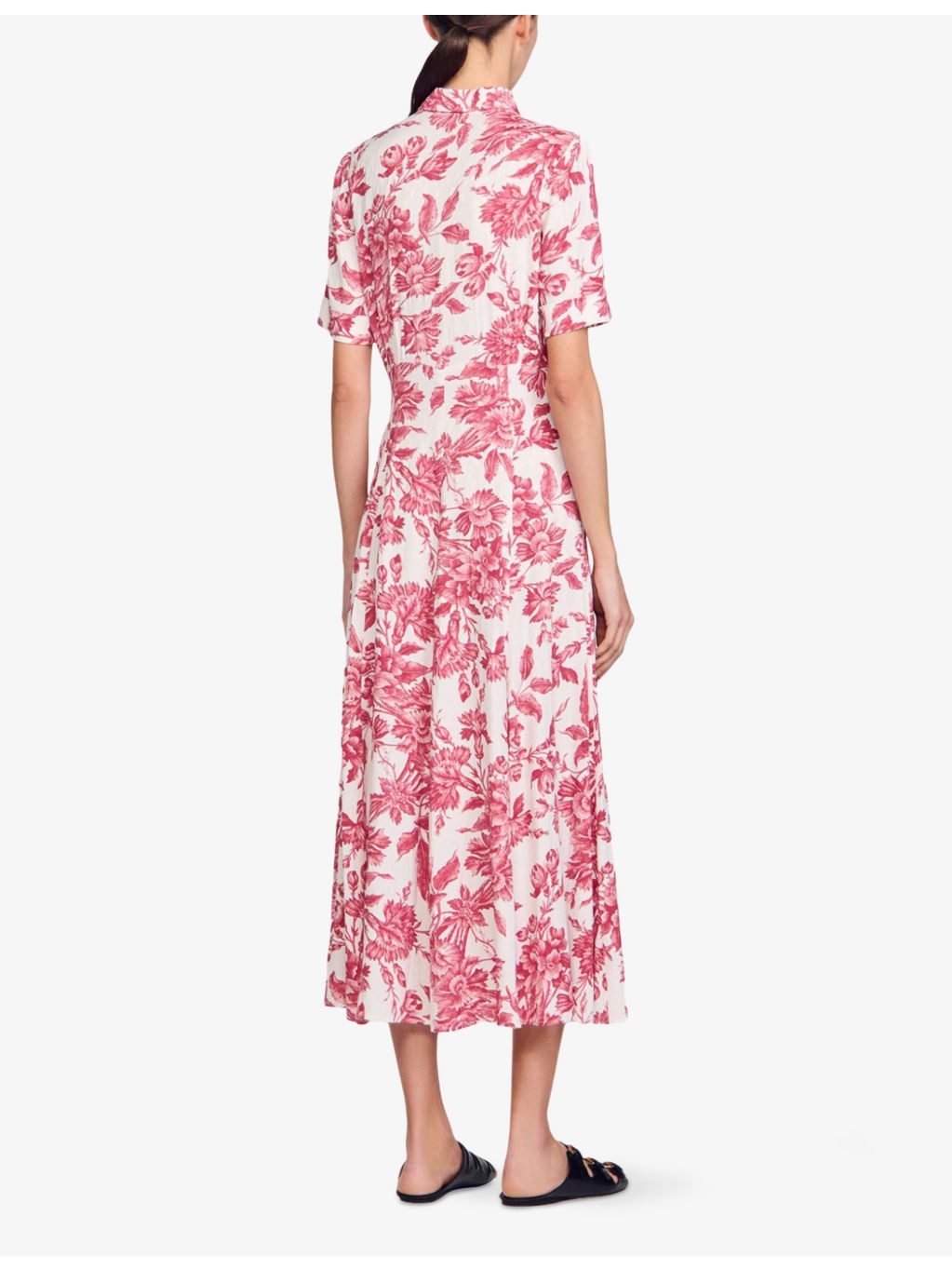 Floral-Print Short-Sleeve Woven Midi Dress - 4