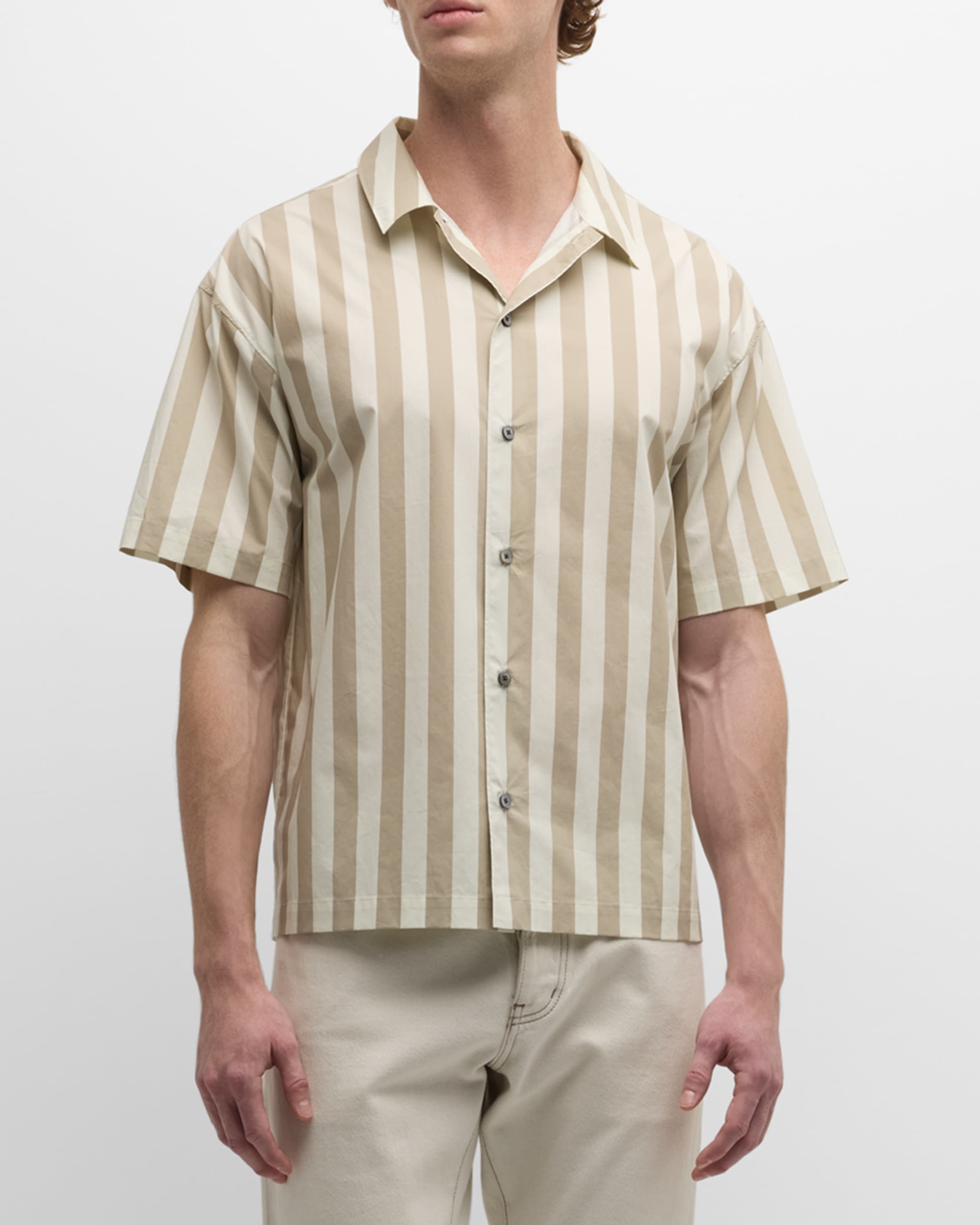 Men's Striped Cotton Camp Shirt - 2