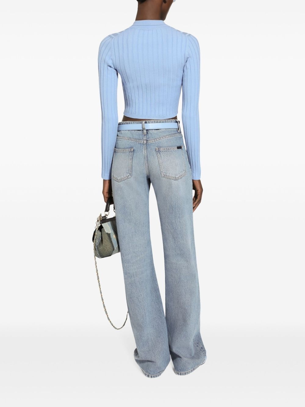 patch pockets tapered-legged jeans - 3