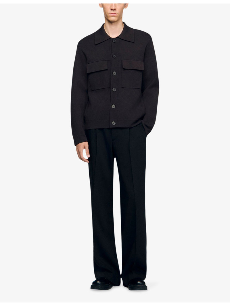 Sandro Patch-pocket marl-pattern knitted cardigan outlook