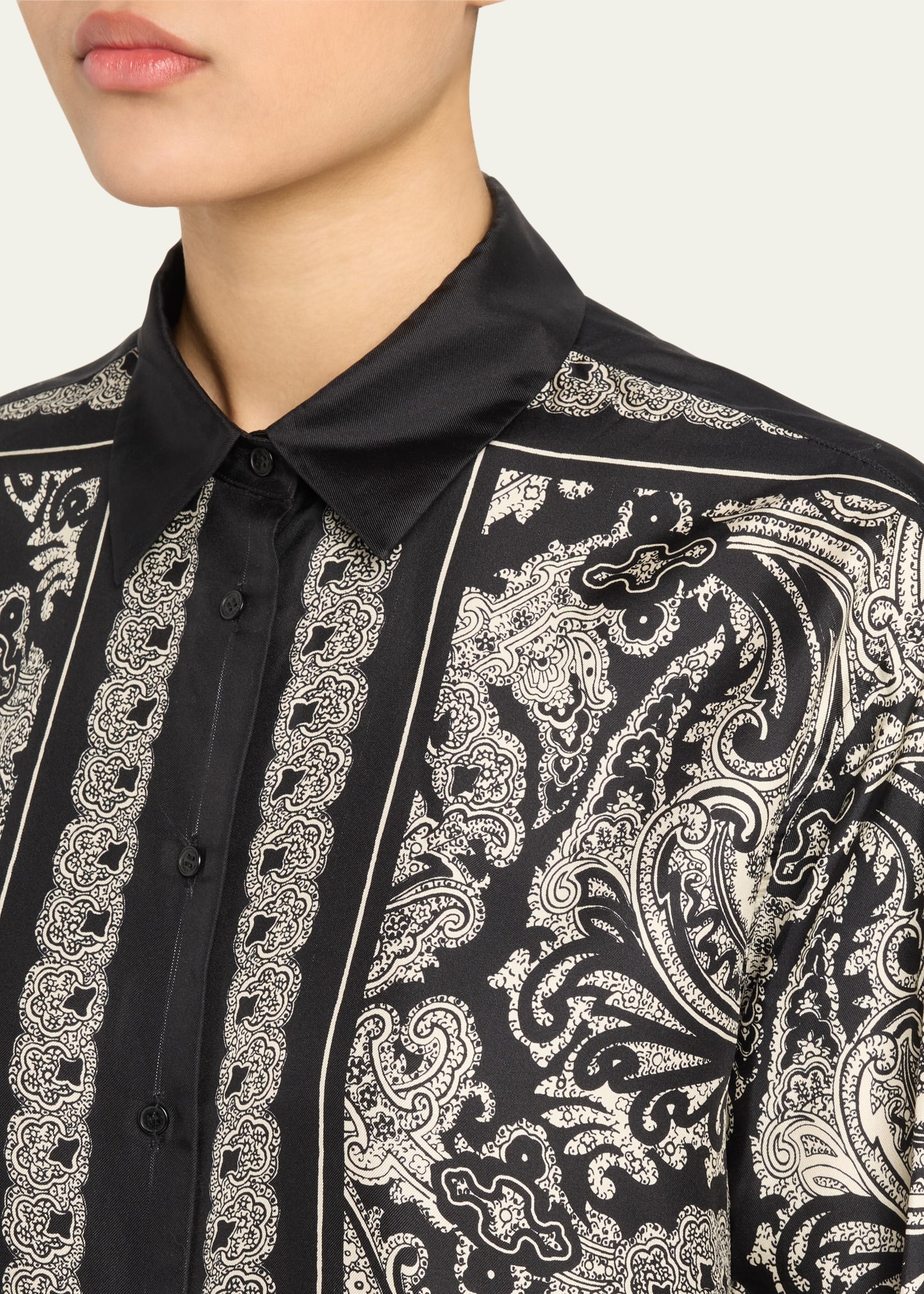 Alfie Paisley Printed Silk Blouse - 5