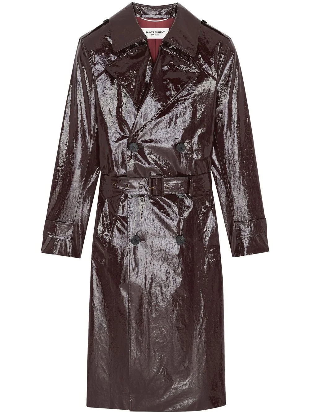 lacquered-finish long trench coat - 1