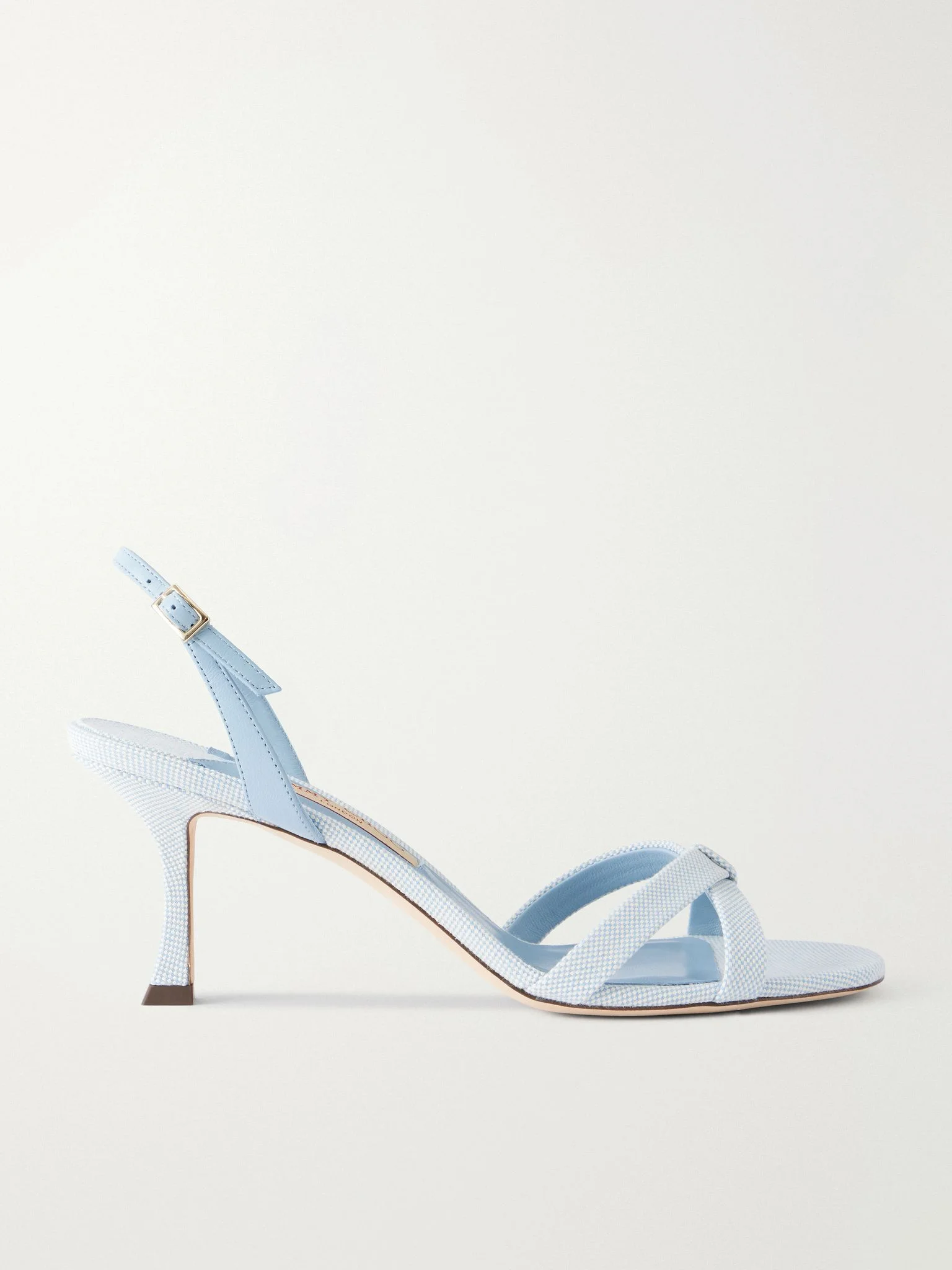 Elsy 70 leather-trimmed canvas slingback sandals Sky blue - 1