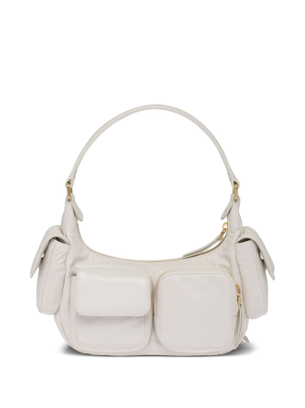 logo-embossed leather shoulder bag - 4
