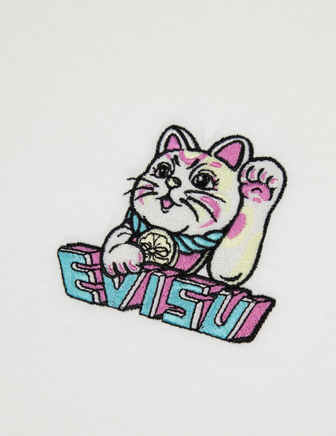 FORTUNE CAT EMBROIDERY AND 3D SEAGULL PRINT REGULAR FIT T-SHIRT - 7