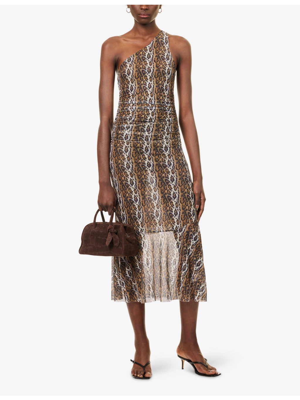 Leopard Asymmetric Stretch-Woven Maxi Dress - 2