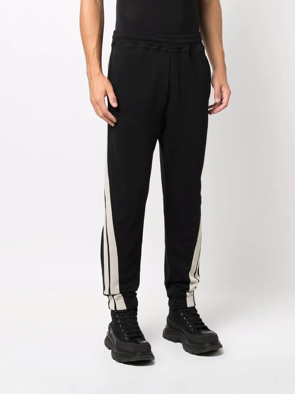 side-stripe cotton track pants - 3