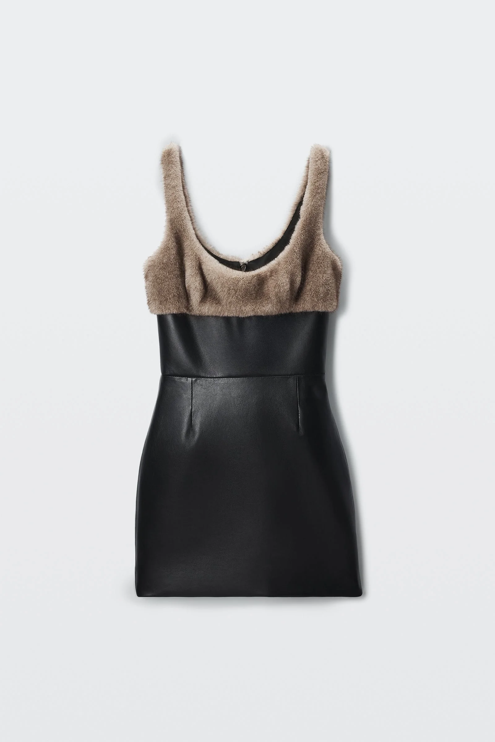 leather dress with faux fur bodice - 1