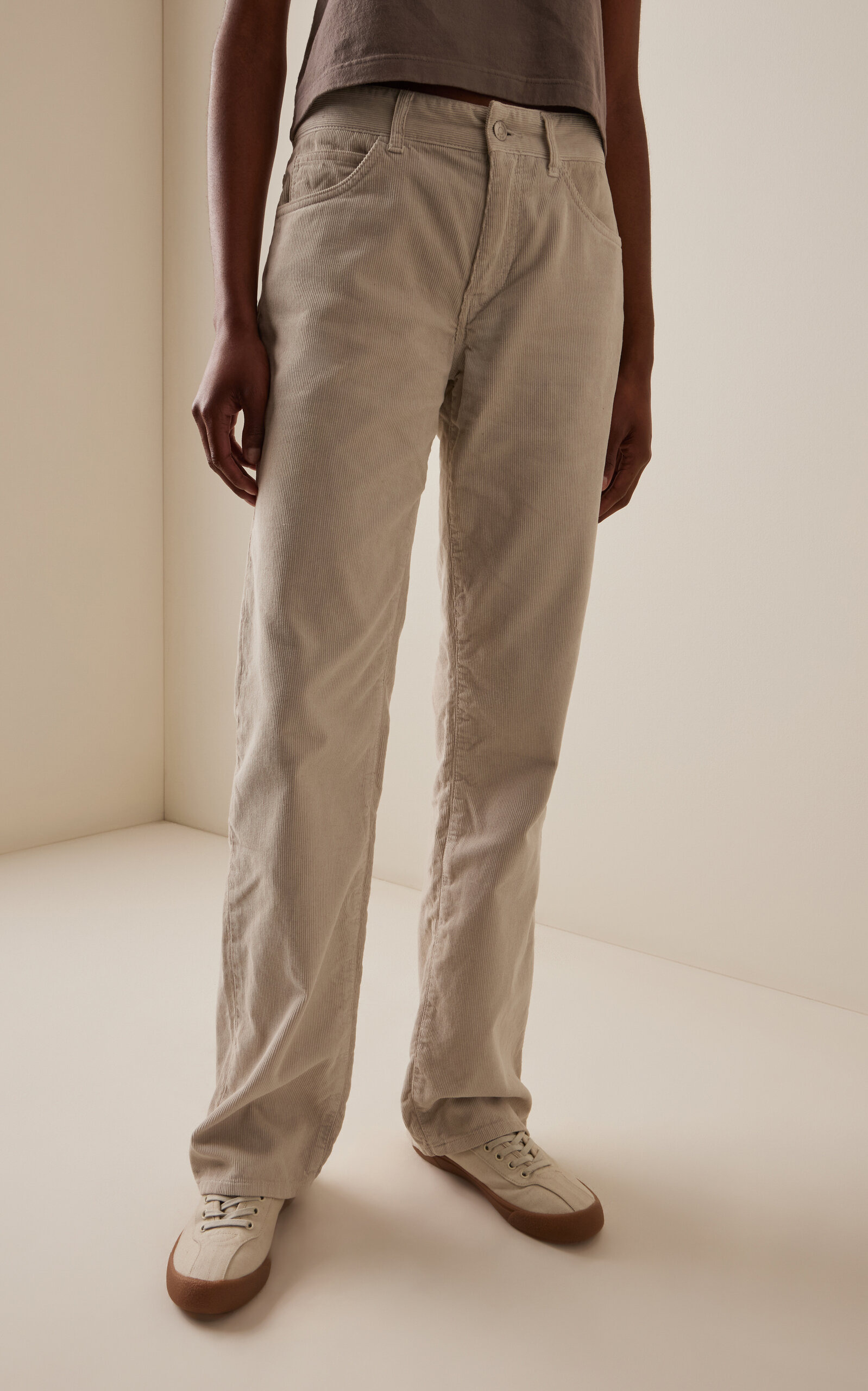 Carlyl Corduroy Mid-Rise Straight-Leg Jeans white - 3