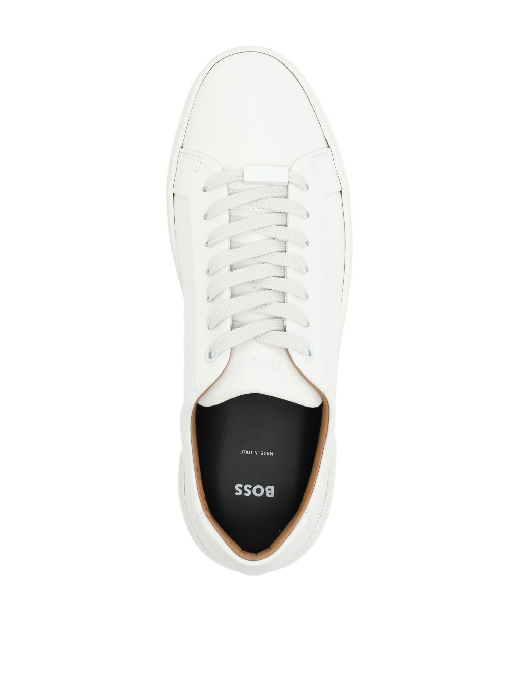 logo-plaque leather sneakers - 4