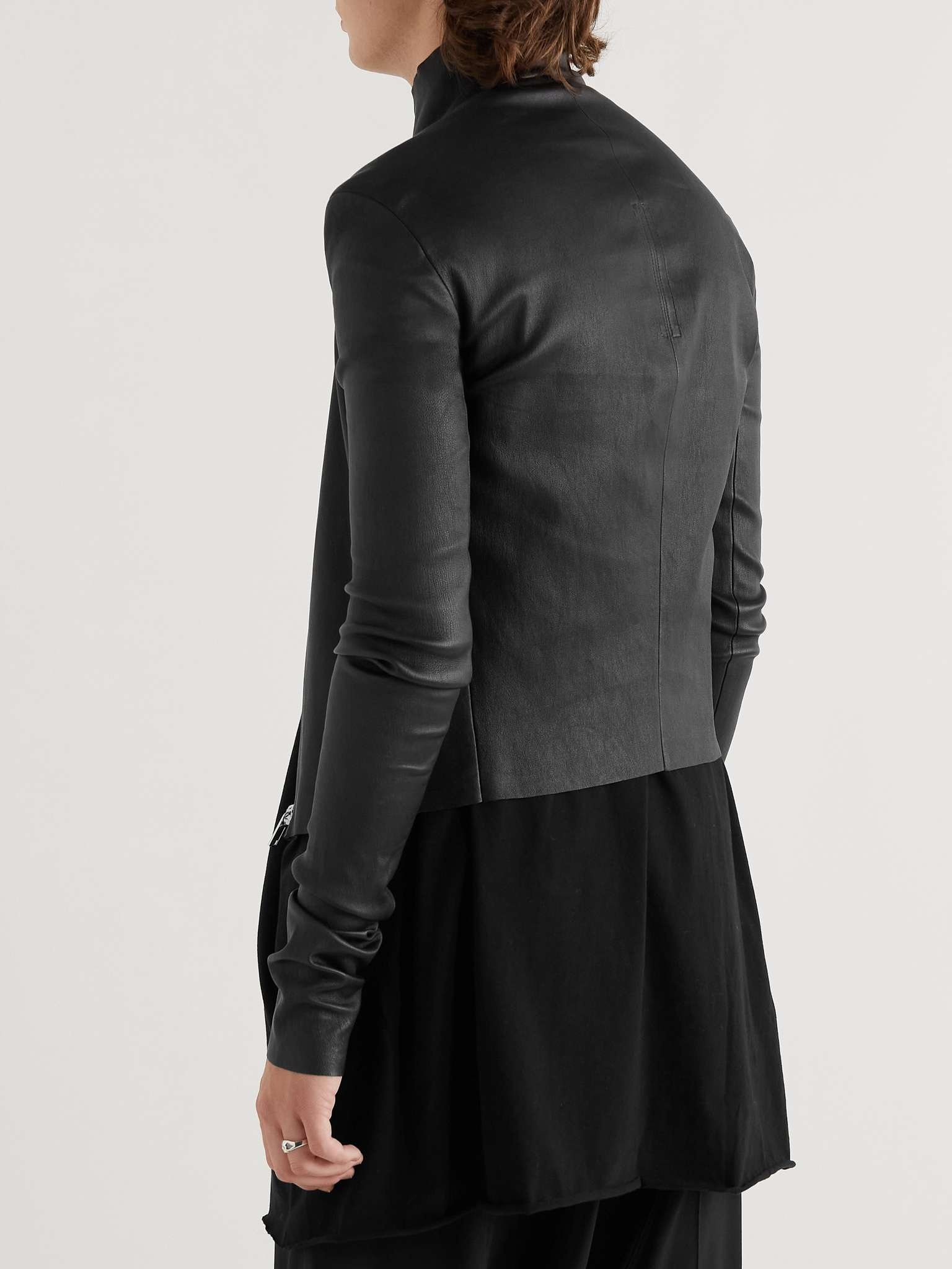 Gary Asymmetric Stretch Leather-Blend Biker Jacket - 4
