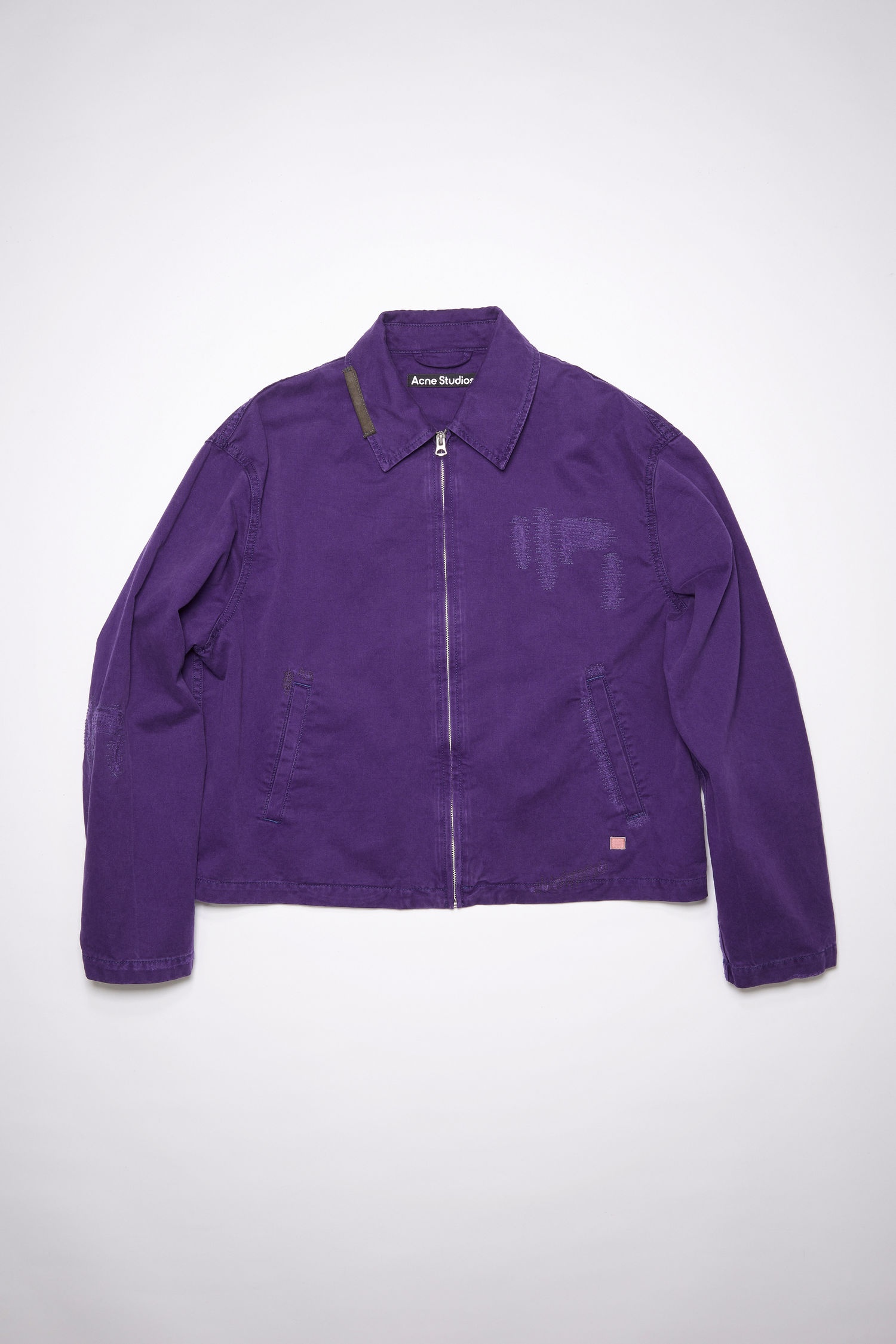 Embroidered zip jacket - Purple - 1