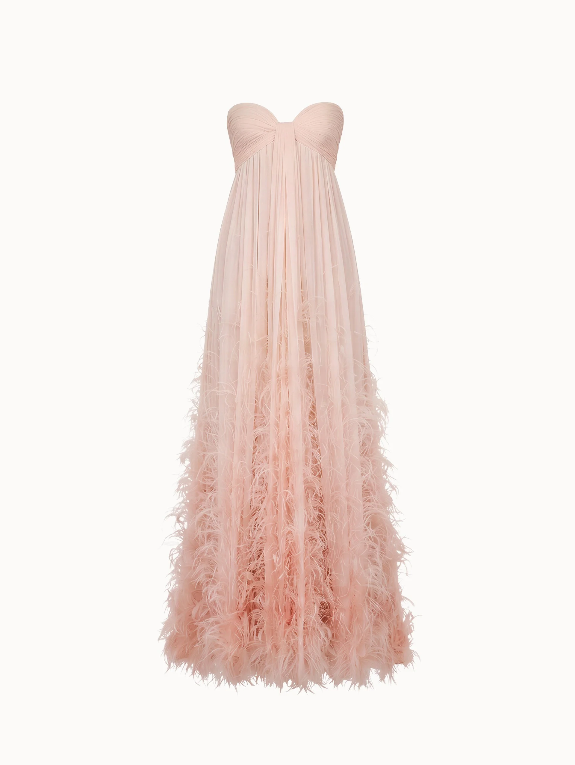 OMBRÉ FEATHER EMBROIDERED SILK CHIFFON GOWN - 1