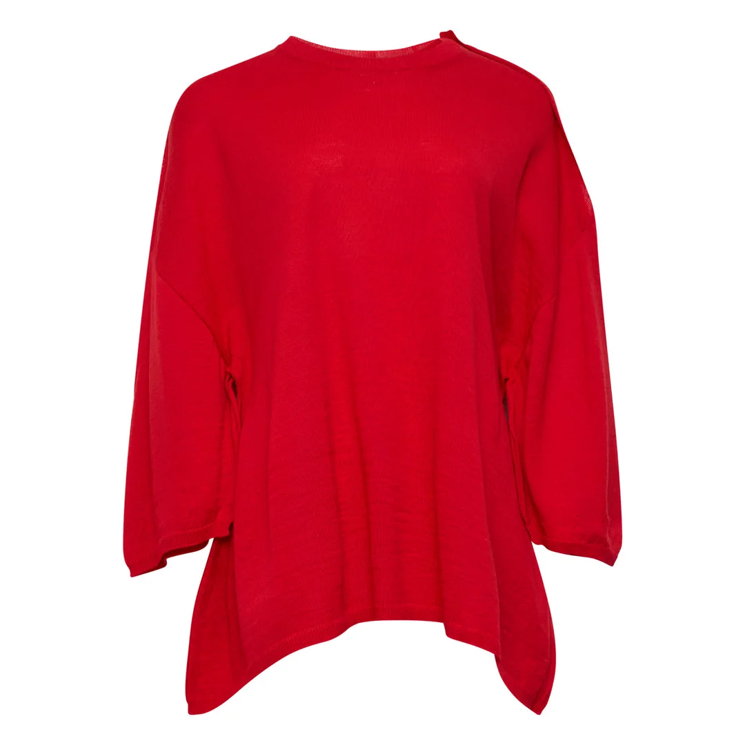 Oversized Curved Hem Knit Top - 1