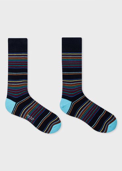 Paul Smith Navy and Turquoise Multi-Stripe Socks outlook