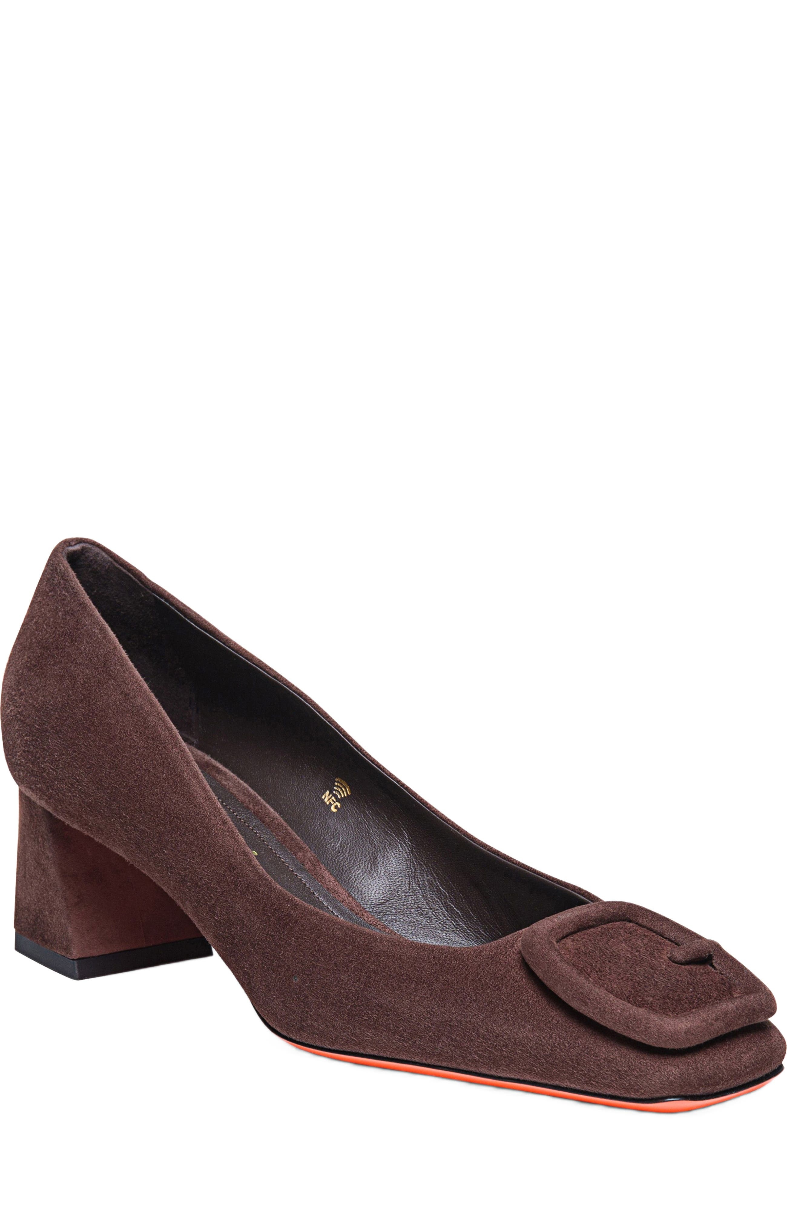 Santoni Women's Hasmig Tonal Buckle Suede Pump in Brown at Nordstrom - 2