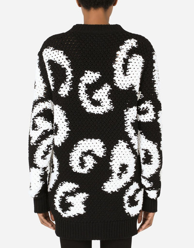 Dolce & Gabbana Cashmere/wool moss stitch cardigan with DG intarsia outlook