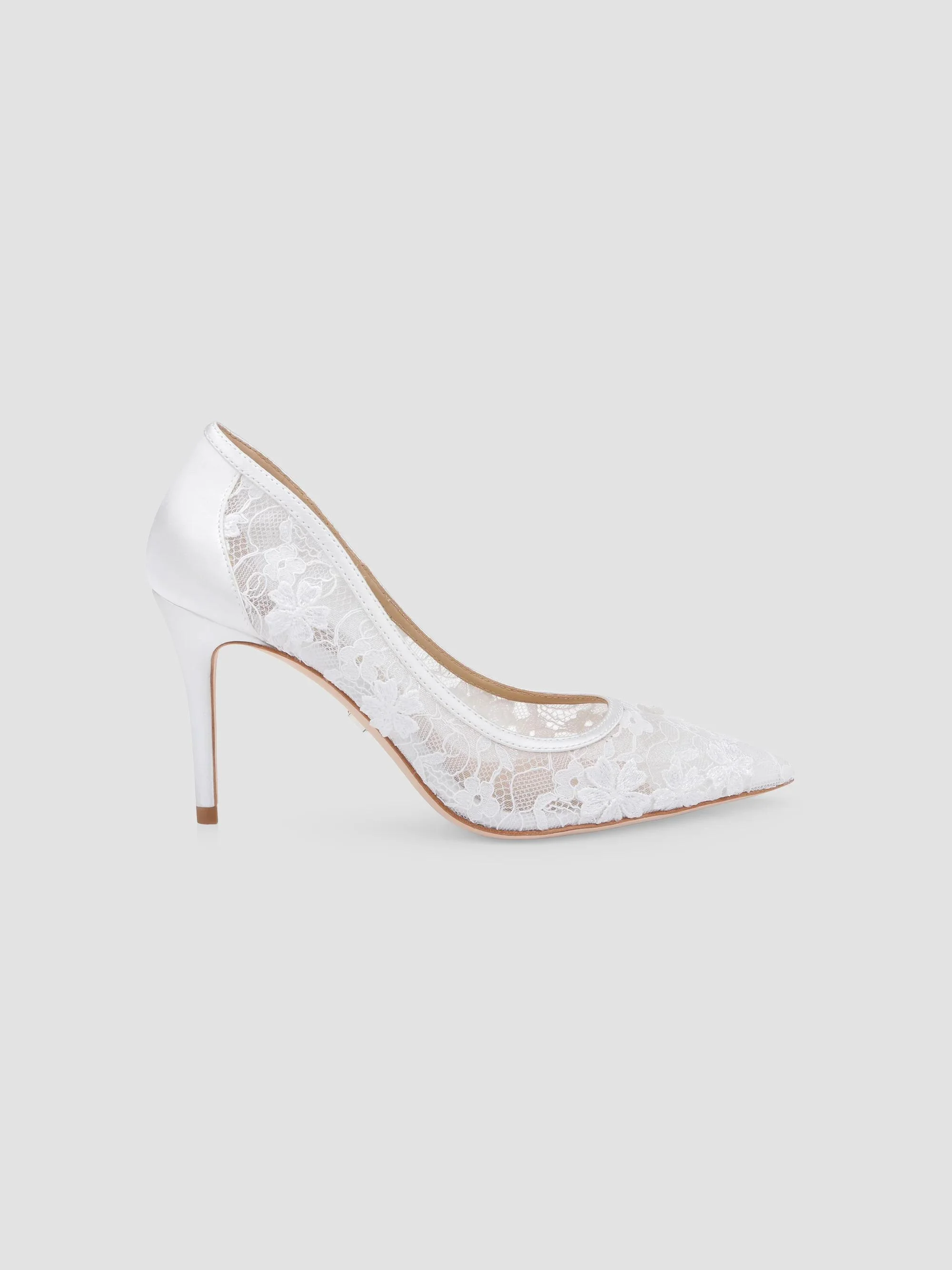 Women's Rania 85MM Floral Lace Pumps - White Lace - 1