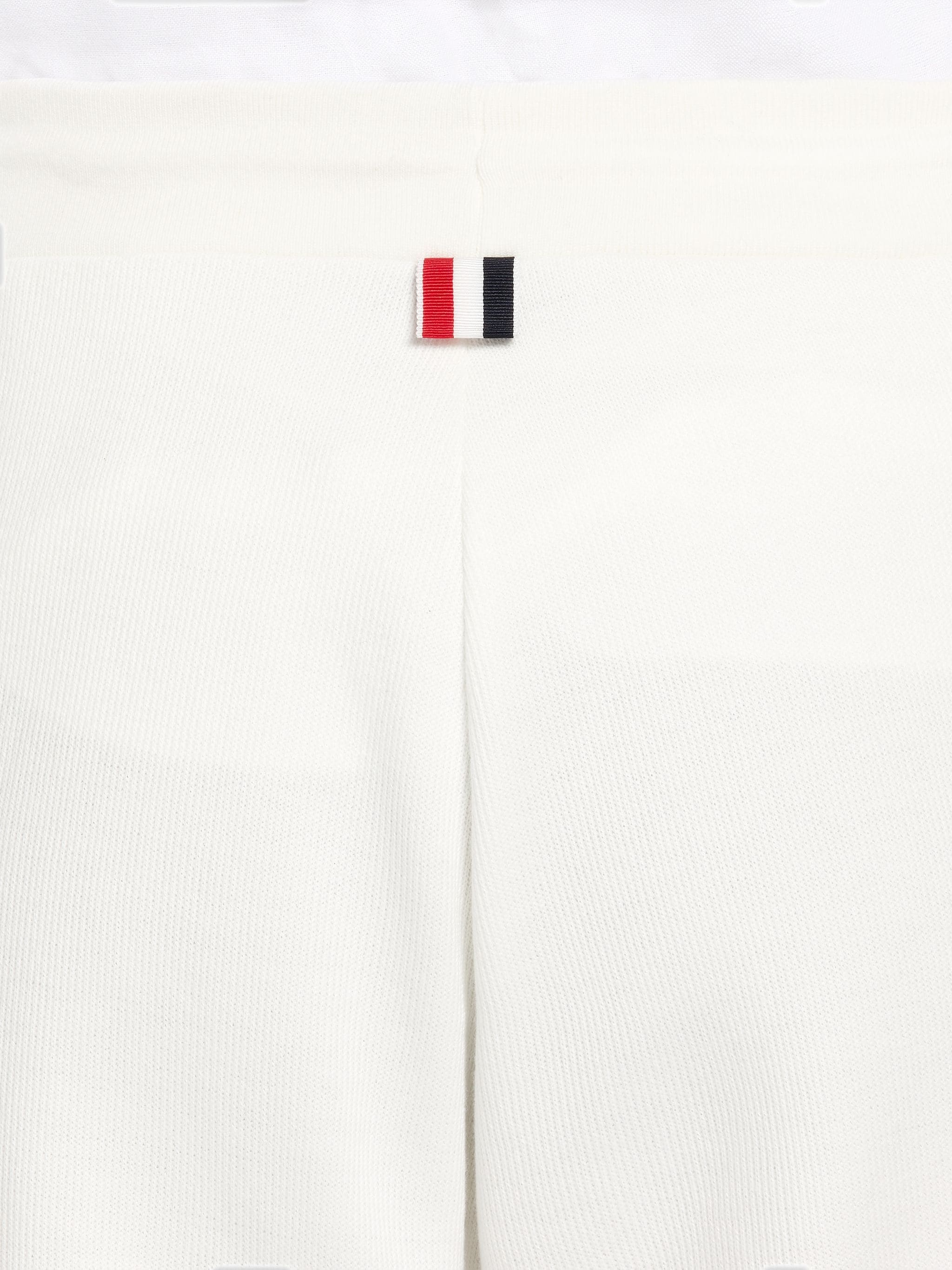 White Double Face Cotton Knit 4-Bar Stripe Sweat Shorts - 6