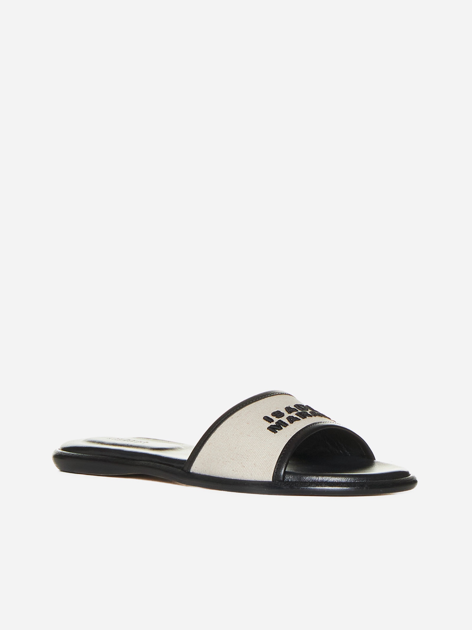 Vikee canvas and leather slides - 2