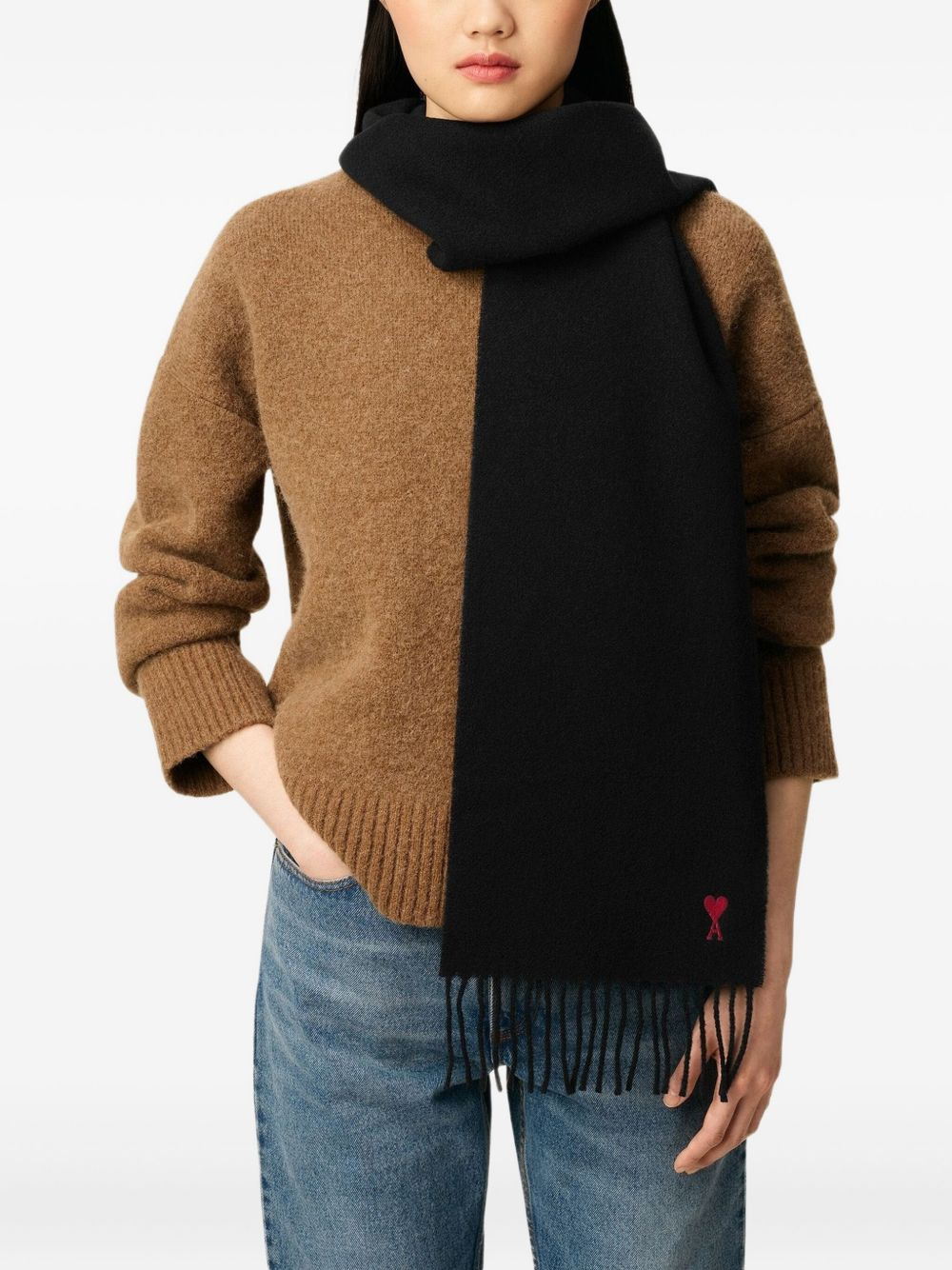 Ami de Coeur fringed-edge wool scarf - 4