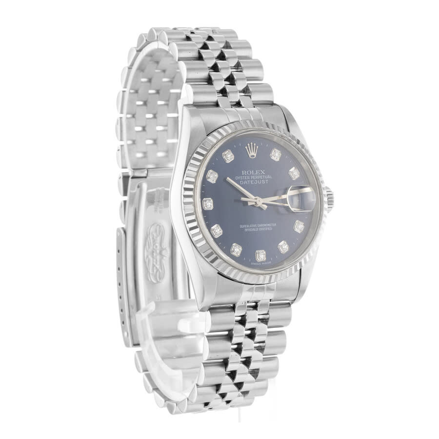 Pre-owned Rolex Datejust 36 Automatic Chronometer Diamond Blue Dial Men's Watch 16234 BLDJ - 7