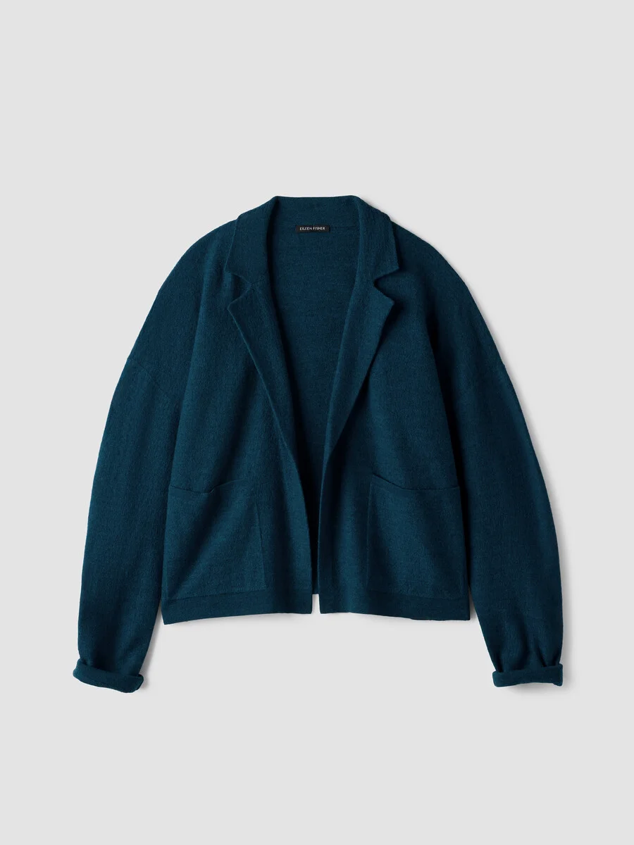Fine Felted Wool Notch Collar Cardigan in Regenerative Wool - 1