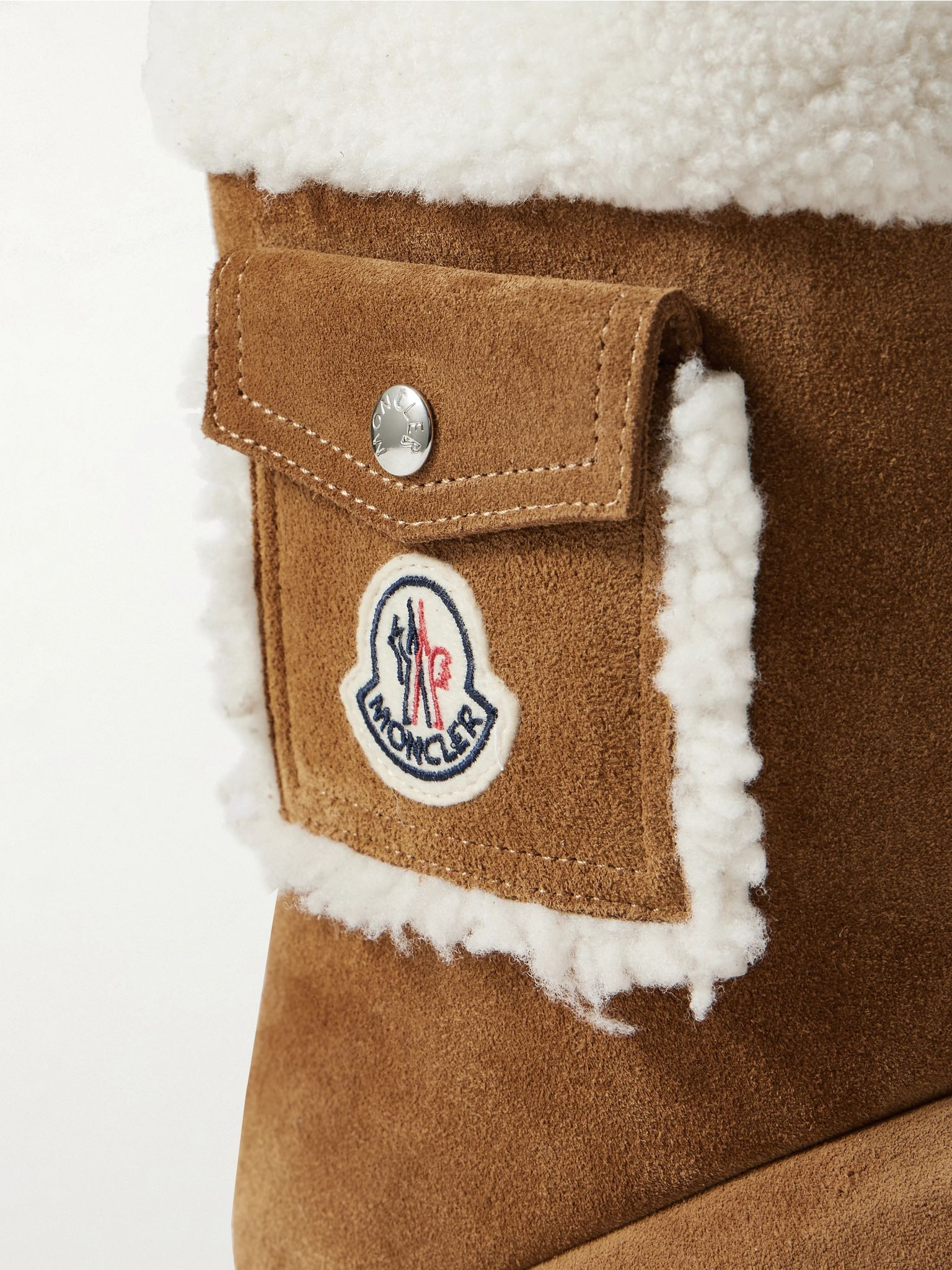 Gaia shearling-trimmed quilted suede boots Brown - 4