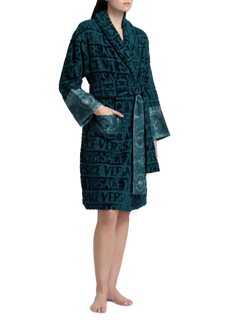 Women's Baroque Terry Cotton Bathrobe - Petrol Blue 4
