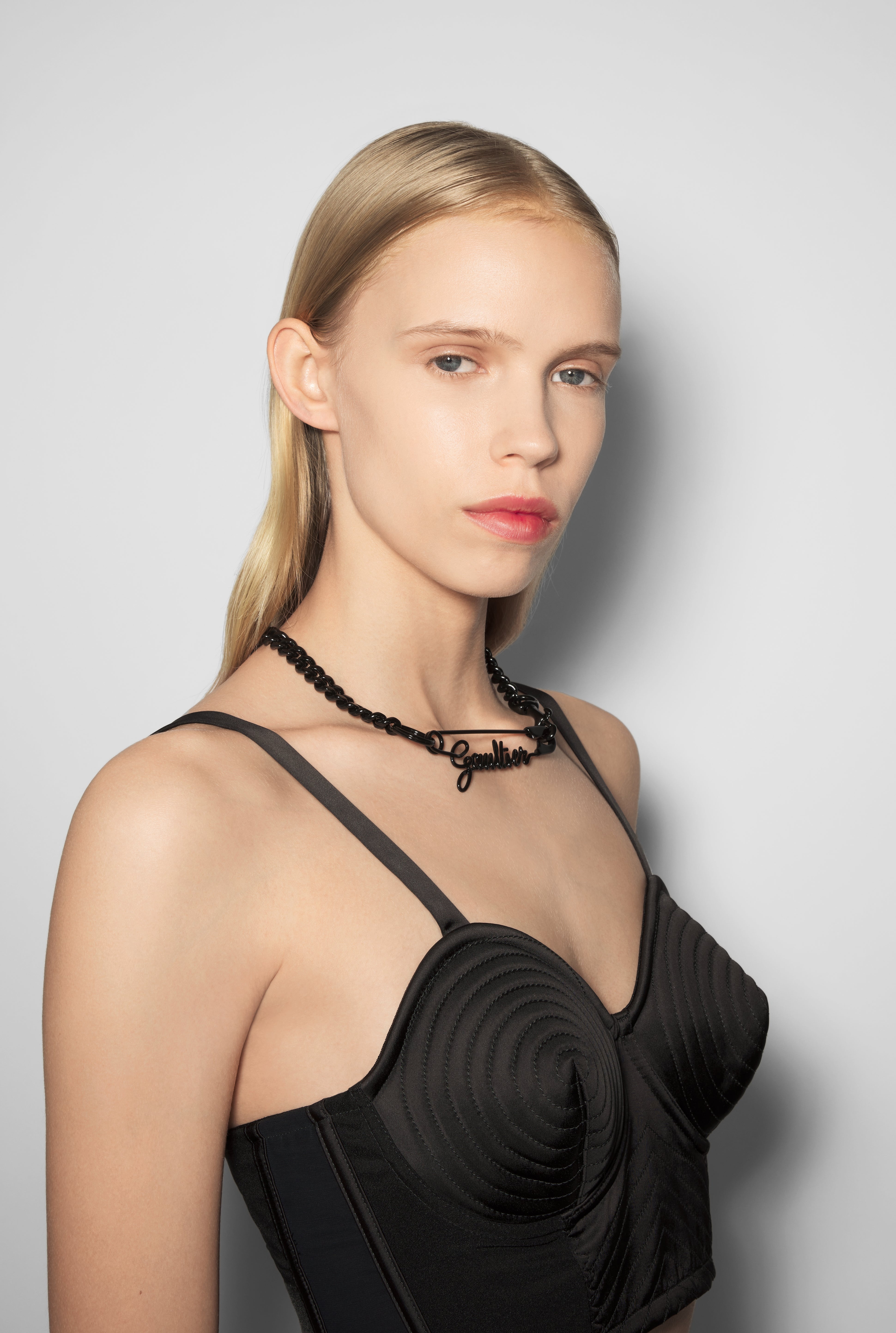 THE BLACK GAULTIER SAFETY PIN NECKLACE - 4