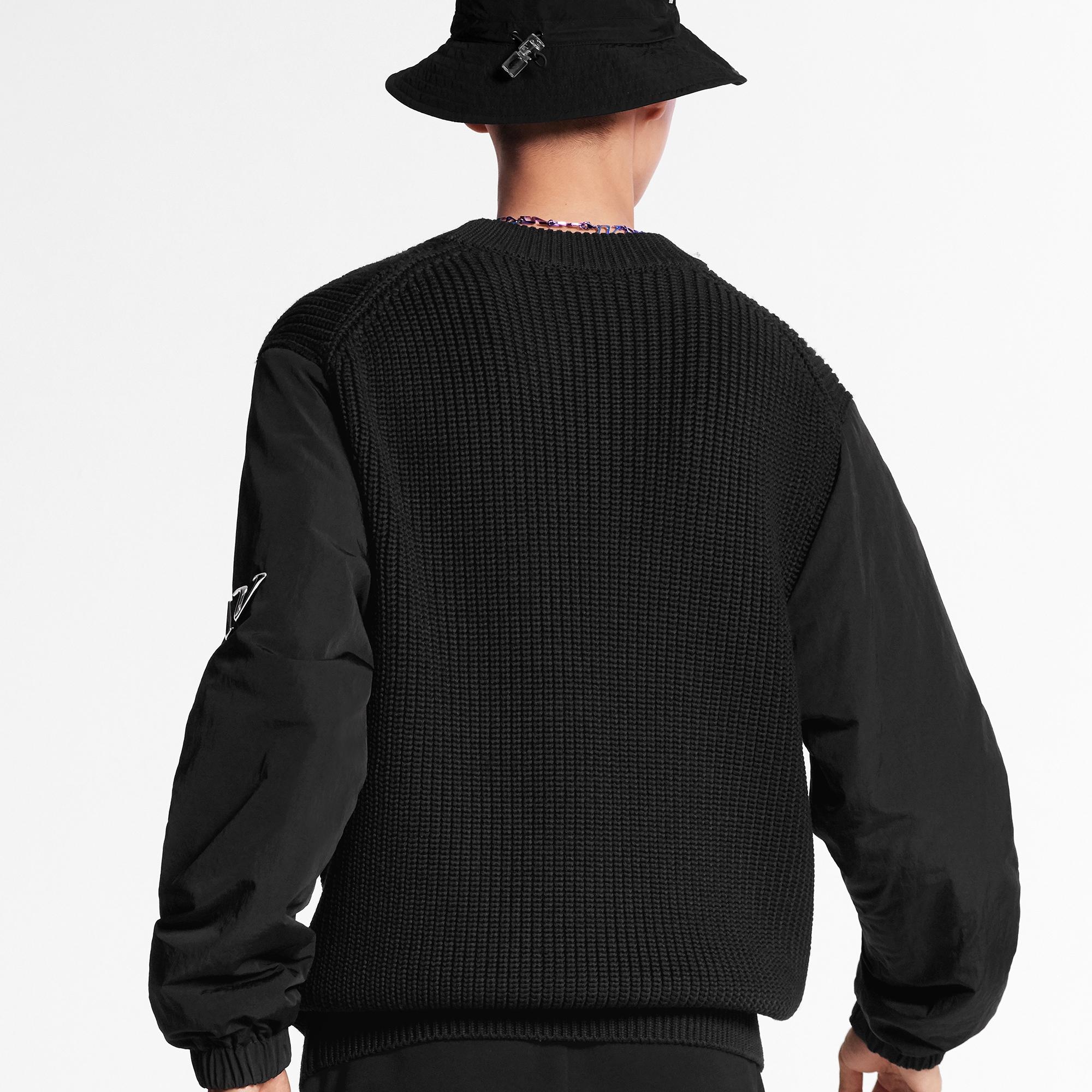 Nylon Padded Sleeves Ribbed Crew Neck - 5