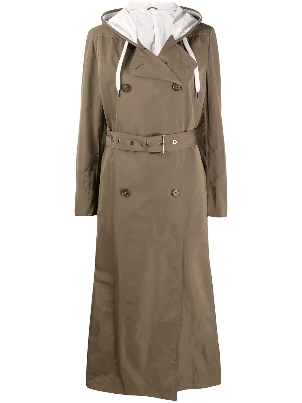 hooded belted trench coat - 1