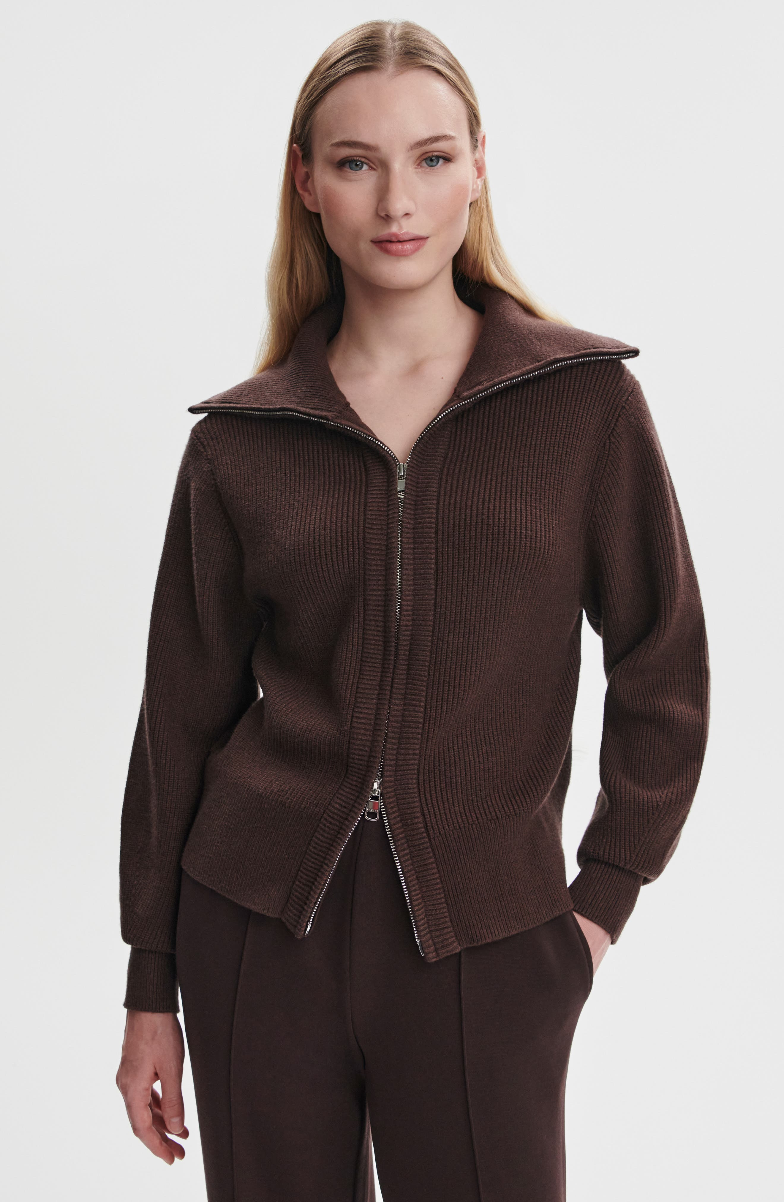 Varley Enrico Knit Zip Jacket in Coffee Bean at Nordstrom - 4