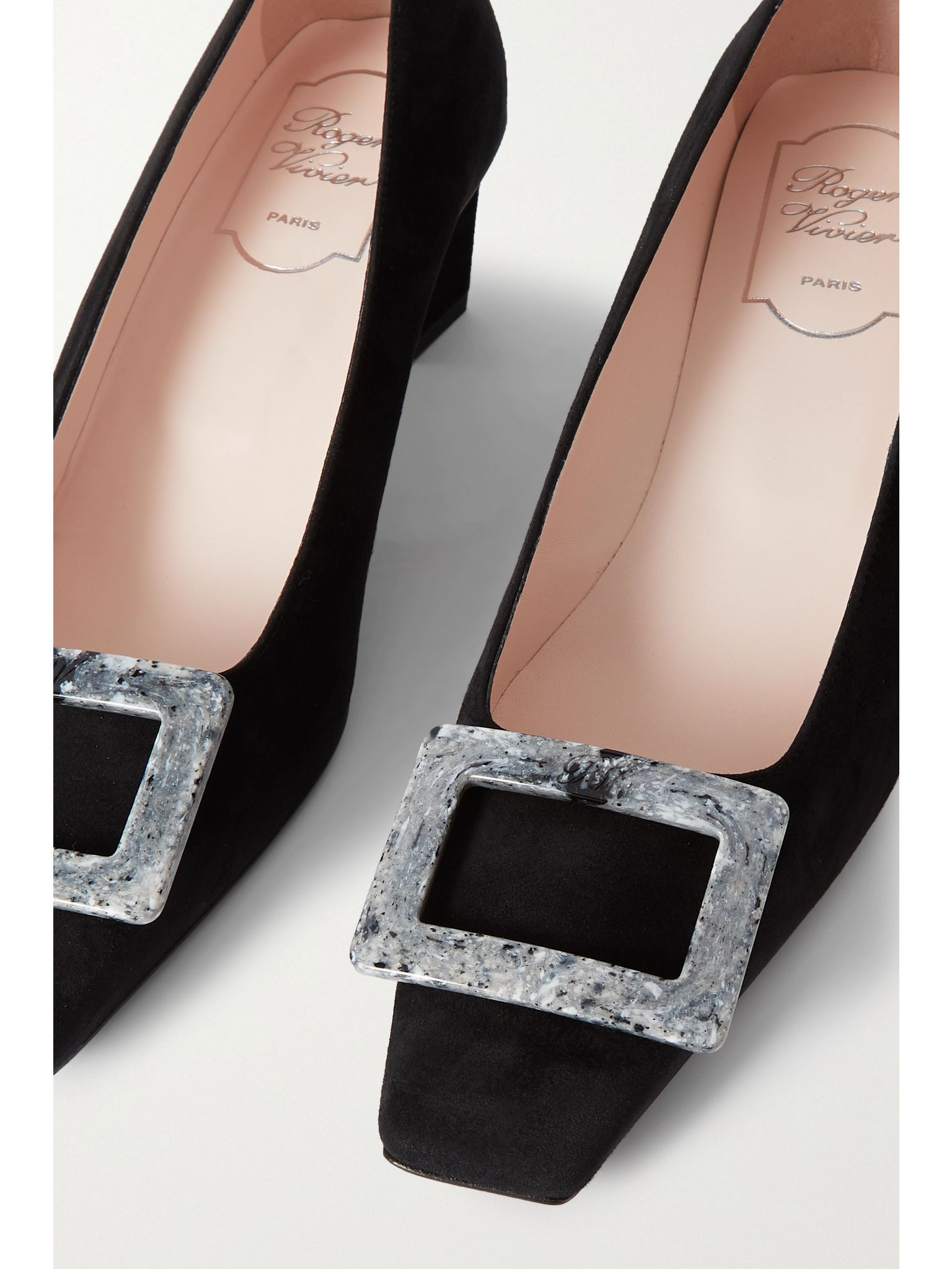 Belle Vivier 45 embellished suede pumps Black - 4