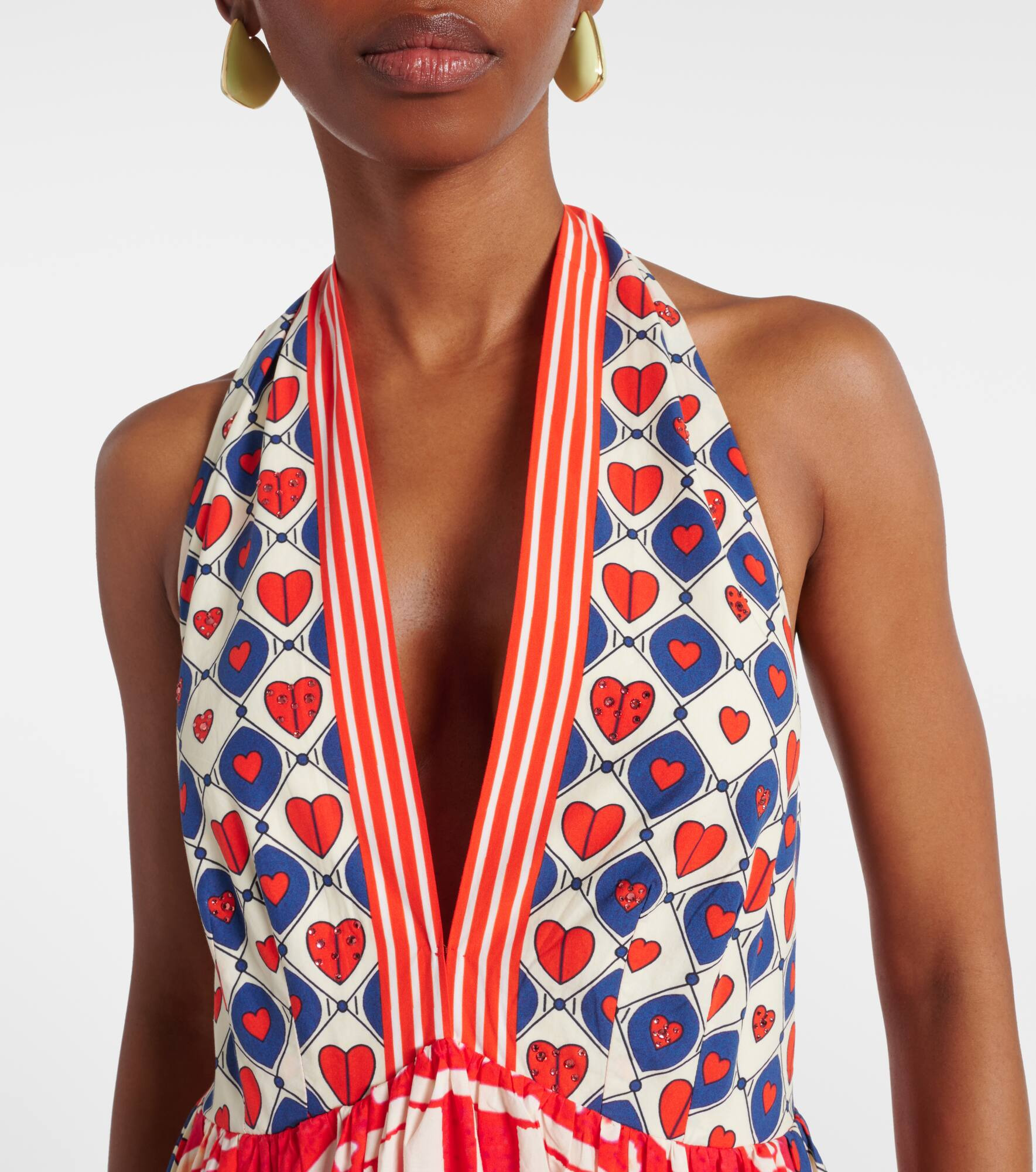 Halterneck cotton poplin maxi dress - 4