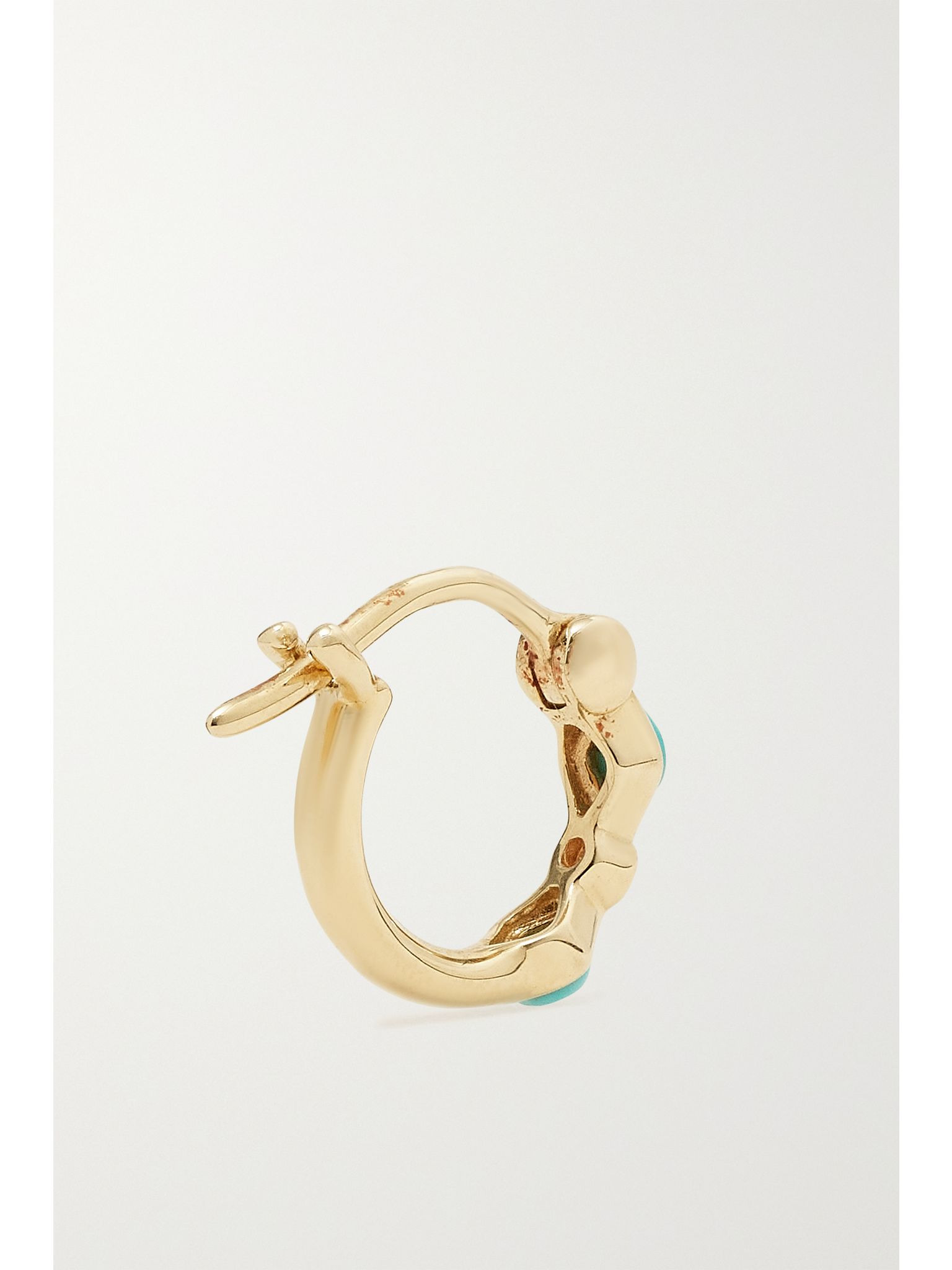 14-karat gold, turquoise and diamond hoop earrings Gold - 3