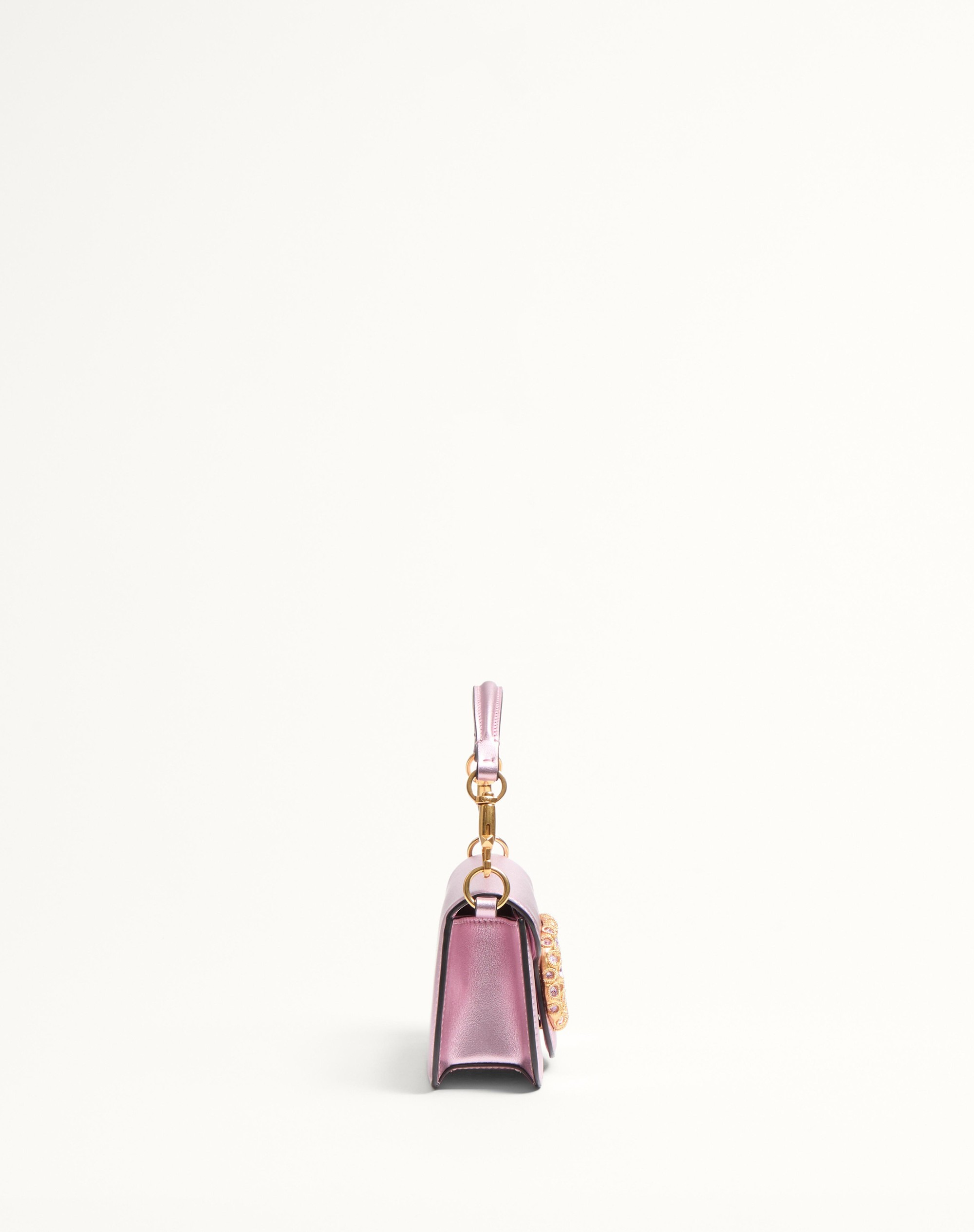 VALENTINO GARAVANI LOCÒ SMALL SHOULDER BAG IN LAMINATED CALFSKIN WITH JEWEL LOGO - 4