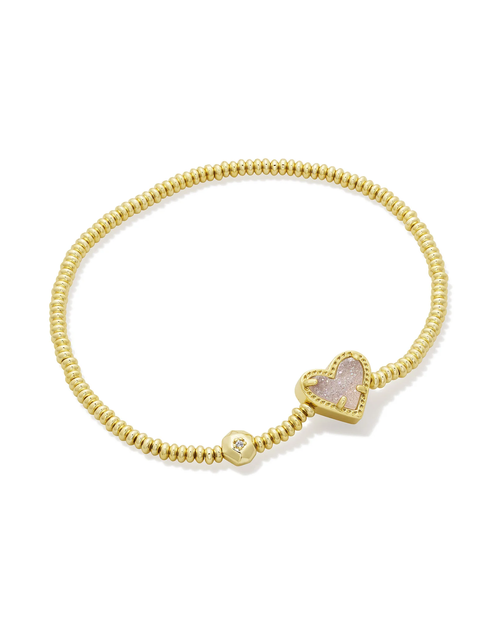 Ari Heart Gold Stretch Bracelet in Iridescent Drusy - 1