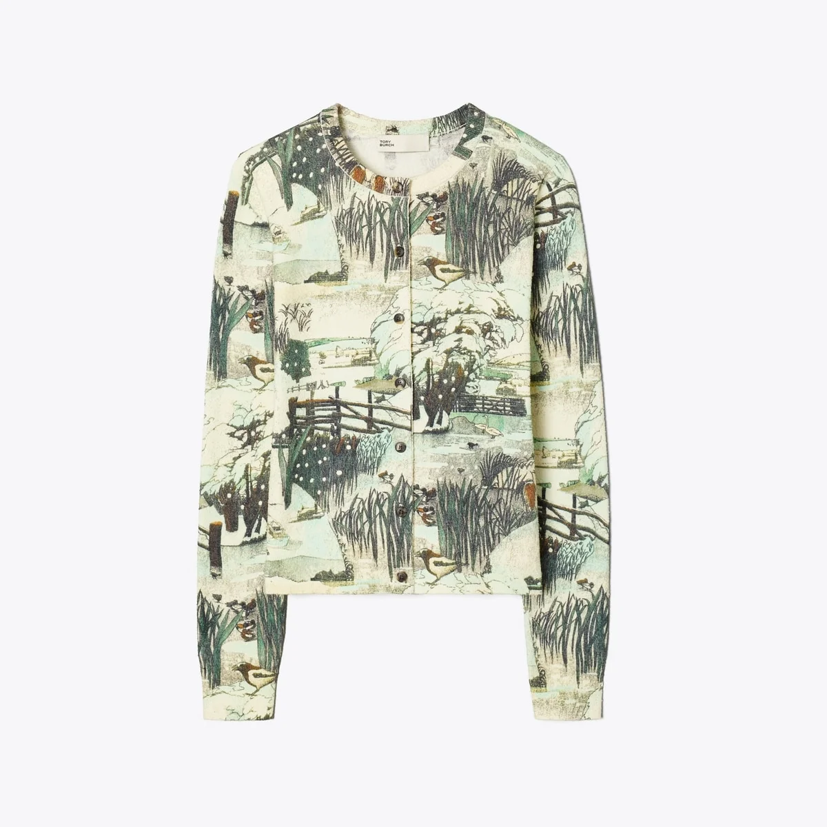 Printed Textured Cotton Cardigan - 1
