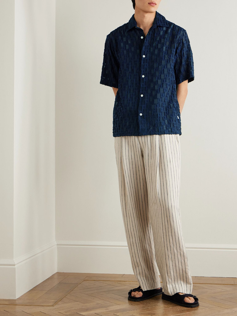 NN07 Freddy 5025 ECOVERO™-Blend Jacquard Shirt Navy outlook