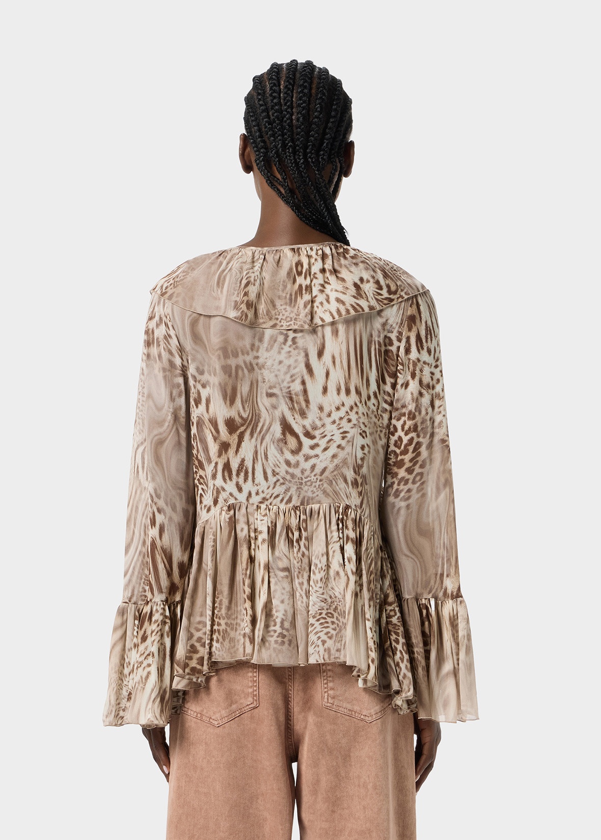 CHIFFON SHIRT WITH LIQUID LEOPARD PRINT - 4