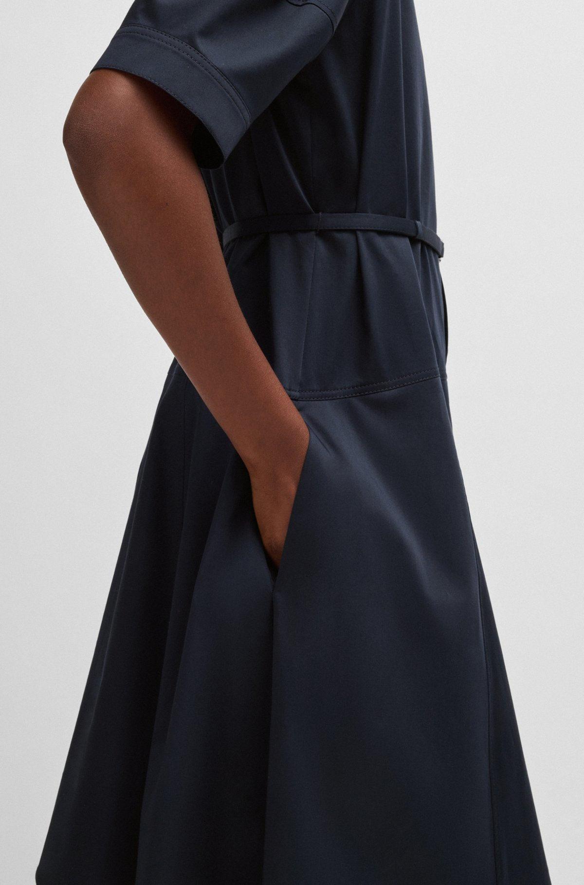 SHIRT DRESS IN STRETCH COTTON WITH HALF PLACKET - 6