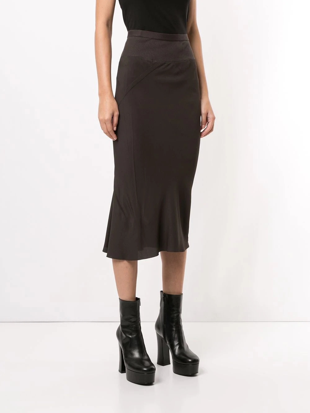 diagonal seam midi skirt - 3