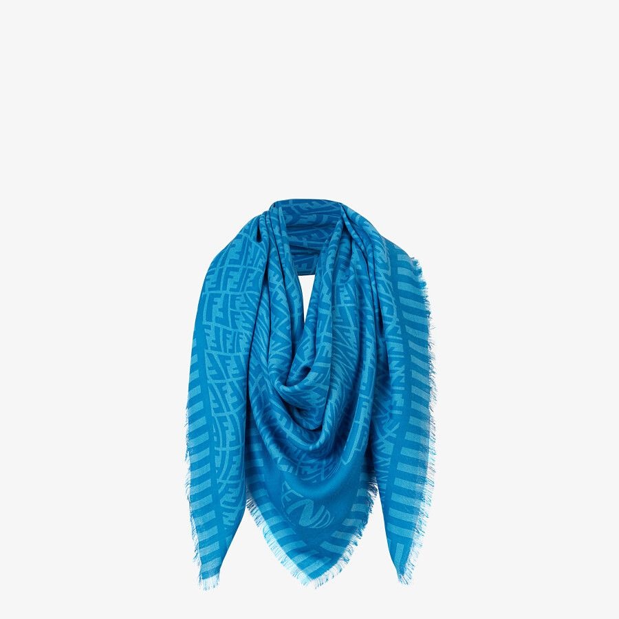 Light blue cashmere, wool and silk scarf - 2