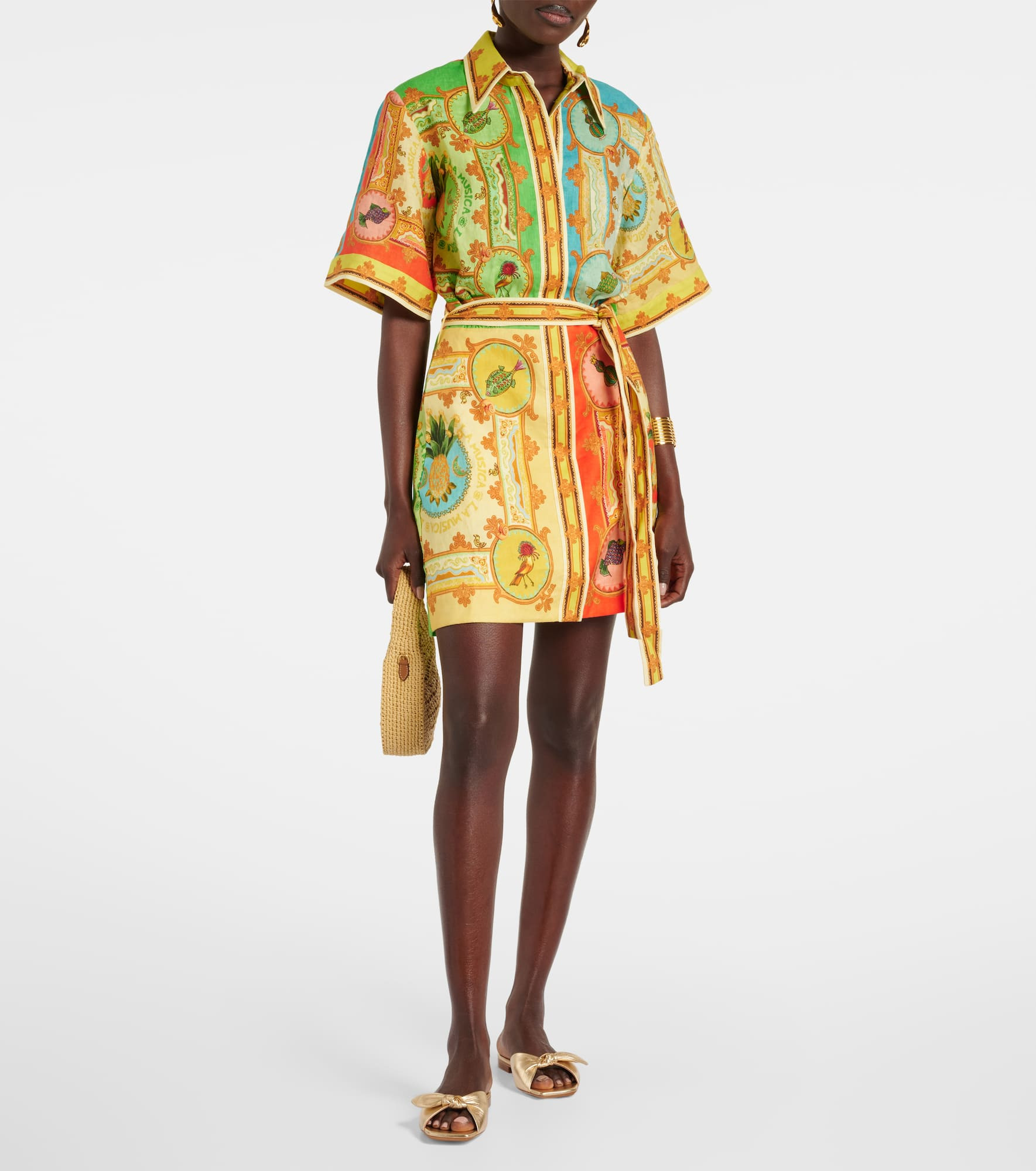 La Musica printed linen shirt dress - 2