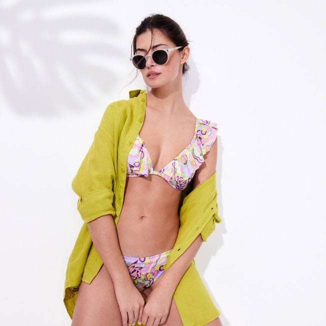 Women Halter Bikini Top Rainbow Flowers - 5