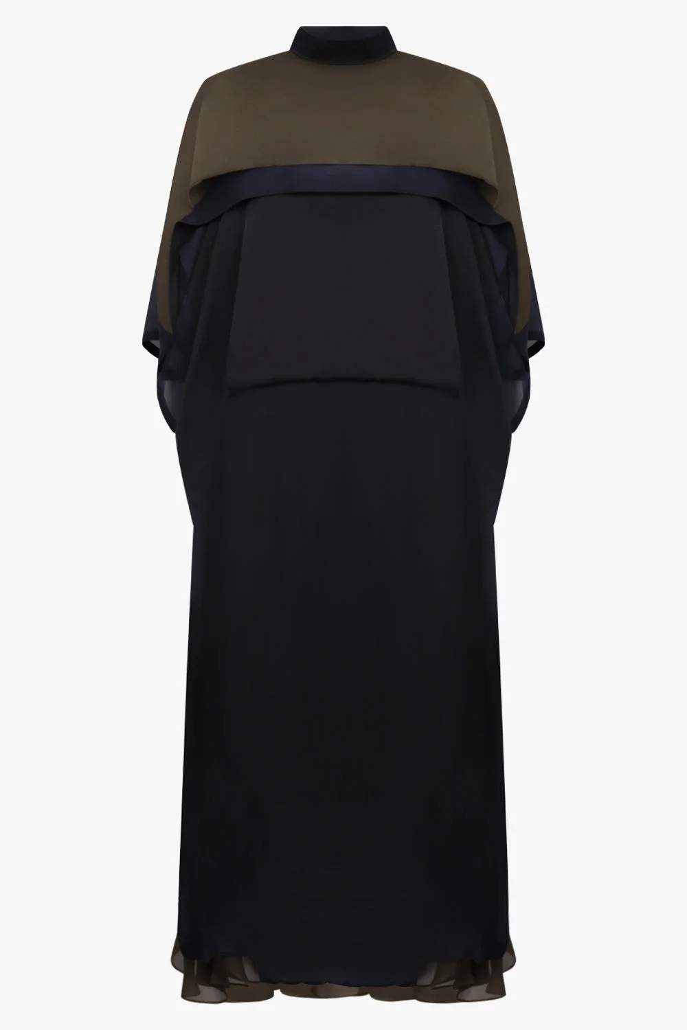 LAYER SCARF MIDI DRESS | BLACK/NAVY - 1