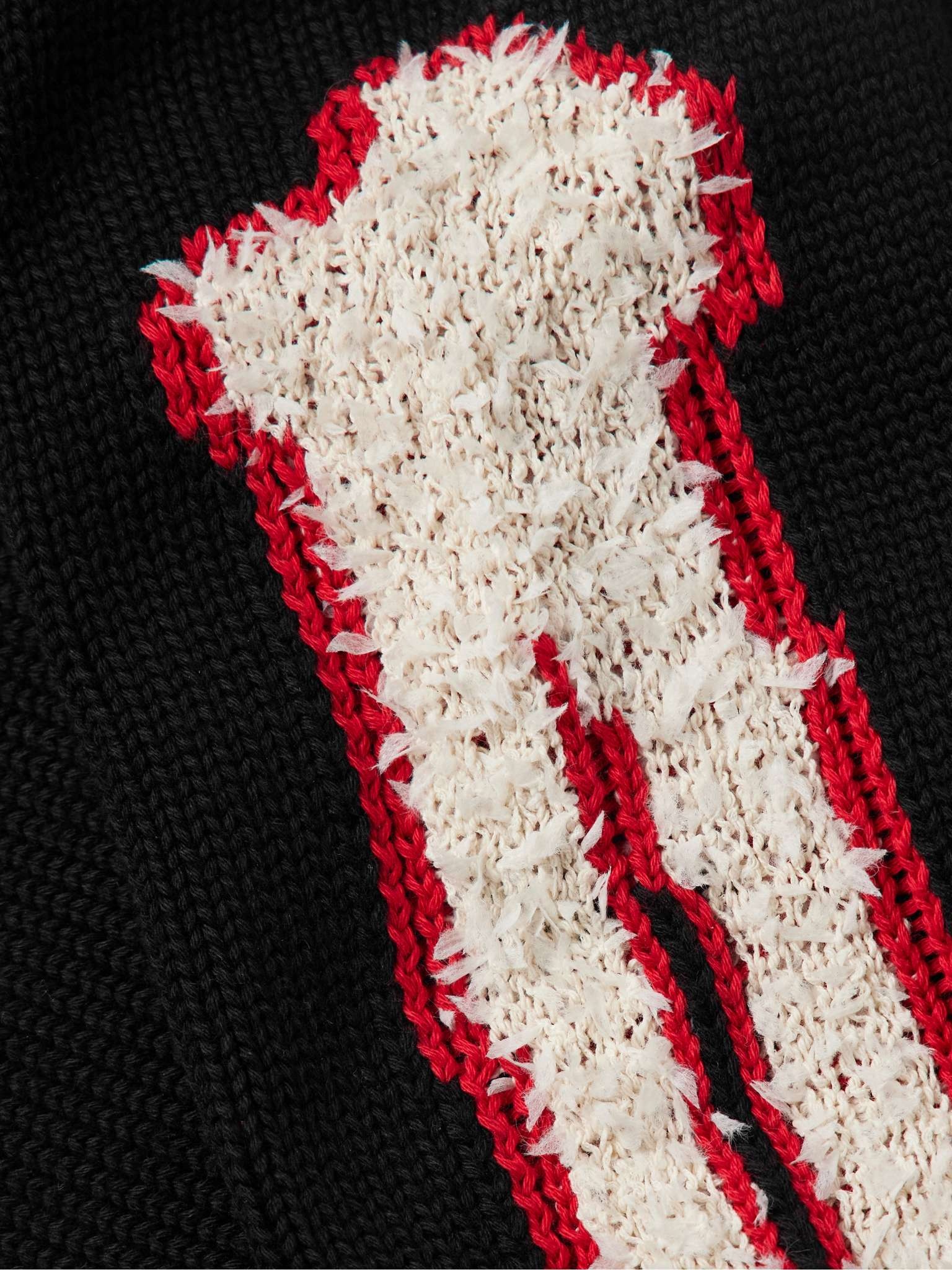 Bones Logo-Embroidered Intarsia Cotton Cardigan - 3