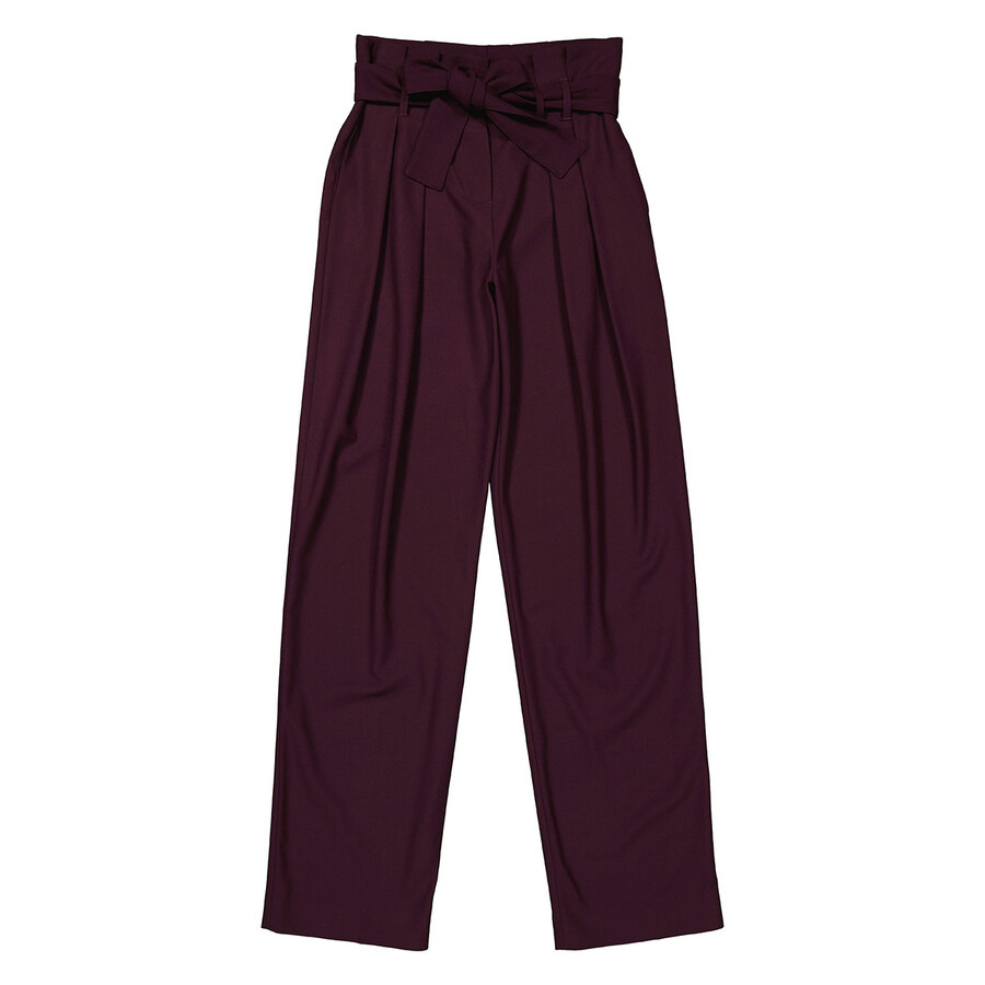 Victoria Beckham Ladies Pants Purple 2 Pleat Tie Pant - 1