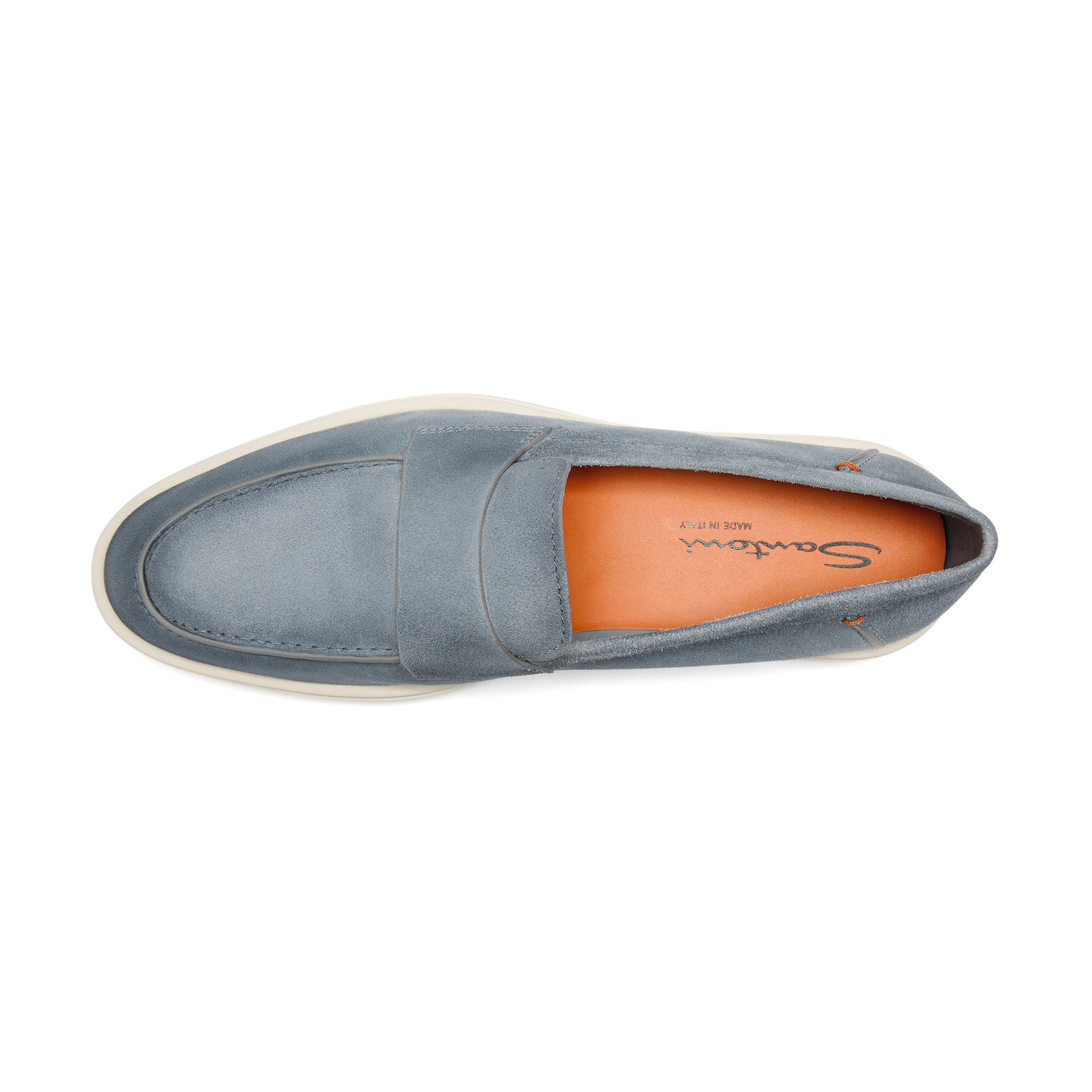 Men's light blue suede penny loafer - 5